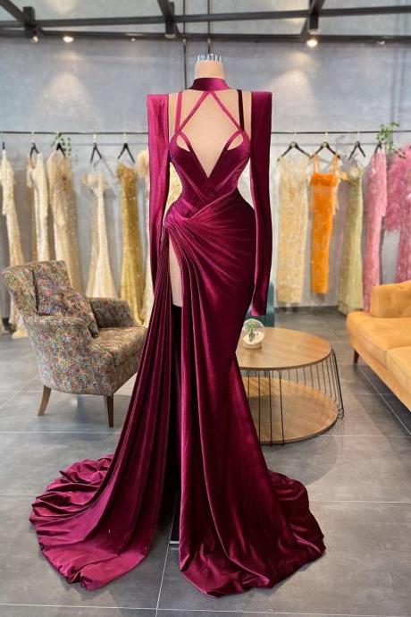 Modest Prom Dresses 2024, Burgundy Prom Dresses, Fashion Designer Party Dresses, Evening Gown, Vestidos De Gala, Formal Dresses, Abendkleider