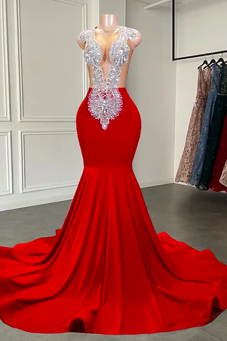 Red Prom Dresses, Abendkleider, Luxury Prom Dresses, Crystals Prom Dresses, Custom Make Evening Dresses, Vestidos De Gala, Elegant Prom Dresses,