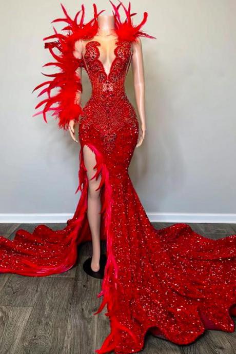 Luxury Prom Dresses, Sparkly Prom Dresses, Vestidos De Noche, Red Prom Dresses, Fashion Birthday Party Dresses, Sequined Formal Dresses, Diamond