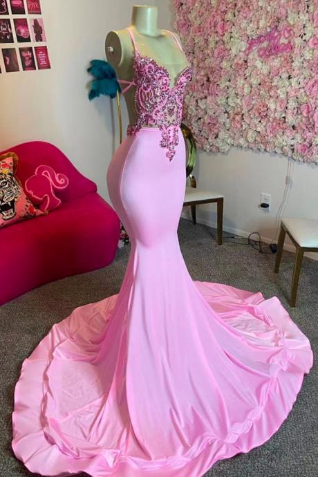 Pink Prom Dresses, Custom Prom Dresses 2024, Fashion Party Dresses, Lace Applique Prom Dresses, Gorgeous Evening Dresses, Sexy Formal Dresses