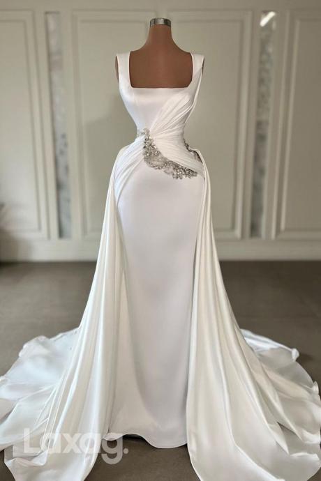 White Wedding Dresses, Beaded Wedding Dress, Robe De Mariee, Elegant Bridal Dresses, Vestidos De Novia, Pleated Wedding Gown, Bridal Dresses,