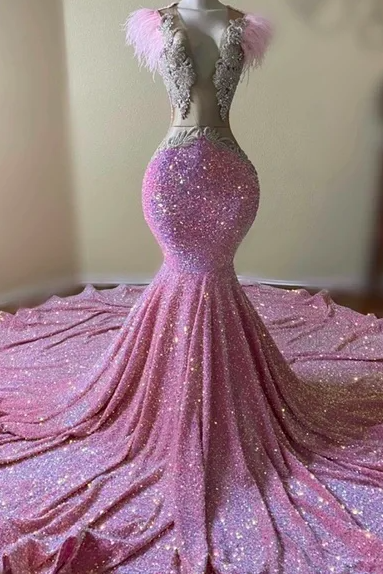 Pink Prom Dresses, Sparkly Prom Dresses, Vestidos De Fiesta, Feather Prom Dresses, Abendkleider, Luxury Evening Dresses, Formal Occasion Dresses,