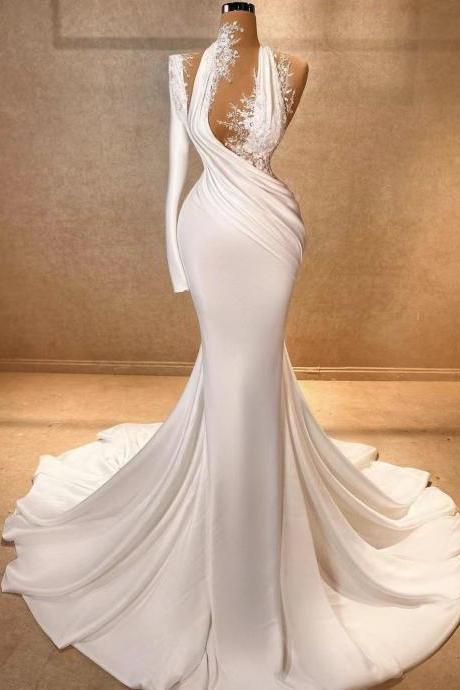 Modest Wedding Dresses, Vestidos De Novia, Elegant Wedding Dresses, Lace Applique Wedding Dress, One Shoulder Bridal Dresses, Robes De Mariage,