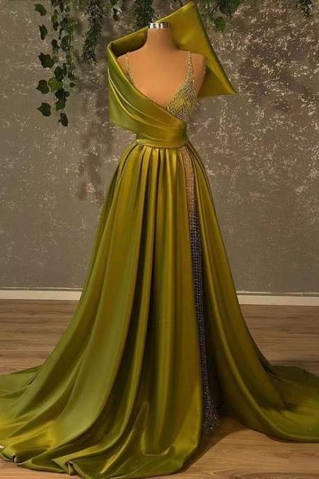 Olive Green Prom Dresses, Dubai Fashion Party Dresses, Unique Prom Dresses, Lace Prom Dresses, Arabic Prom Dresses, Robes De Bal, Vestidos De