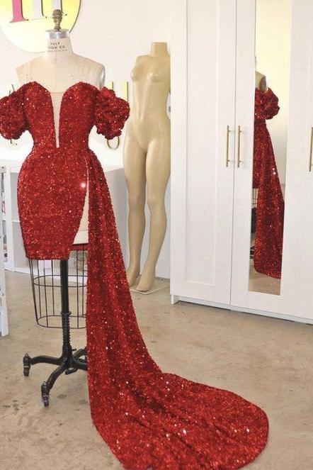 Red Prom Dresses, Sparkly Sequin Prom Dresses, Formal Party Dresses, Vestidos De Fiesta, Elegant Evening Dresses, Custom Prom Dresses,