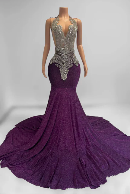 Purple Prom Dresses, Rhinestones Luxury Prom Dresses, Diamonds Fashion Party Dresses, Formal Occasion Dresses, Vestidos De Gala, Custom Prom