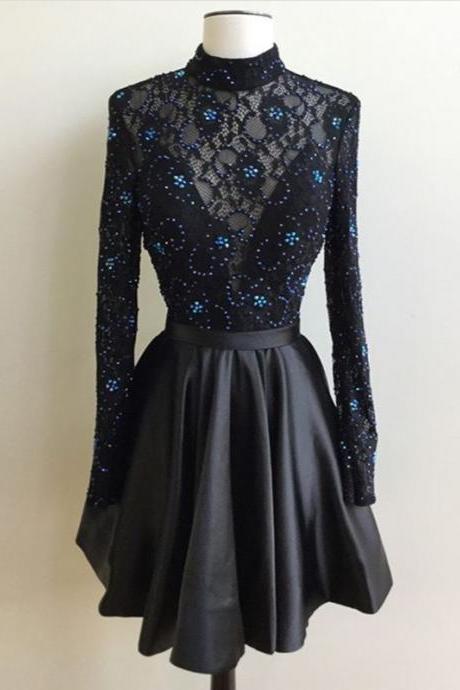 Black Homecoming Dress, Beaded Homecoming Dress, Long Sleeve Homecoming Dress, Short Homecoming Dress, Cocktail Party Dresses, Graduation Dresses 2022, A Line Homecoming Dress, Satin Dress, Homecoming Dresses 2023