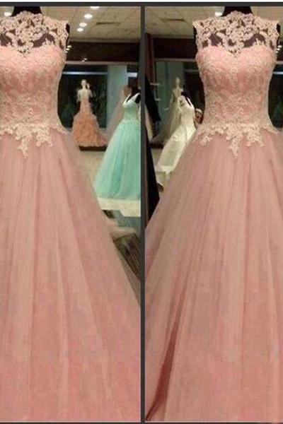 Dusty Pink Prom Dress, Lace Prom Dress, Real Photo Prom Dress, Elegant Prom Dress, Puffy Prom Dress, Tulle Prom Dress, Prom Dresses 2017, Cheap Graduation Dresses, Women Formal Party Dresses