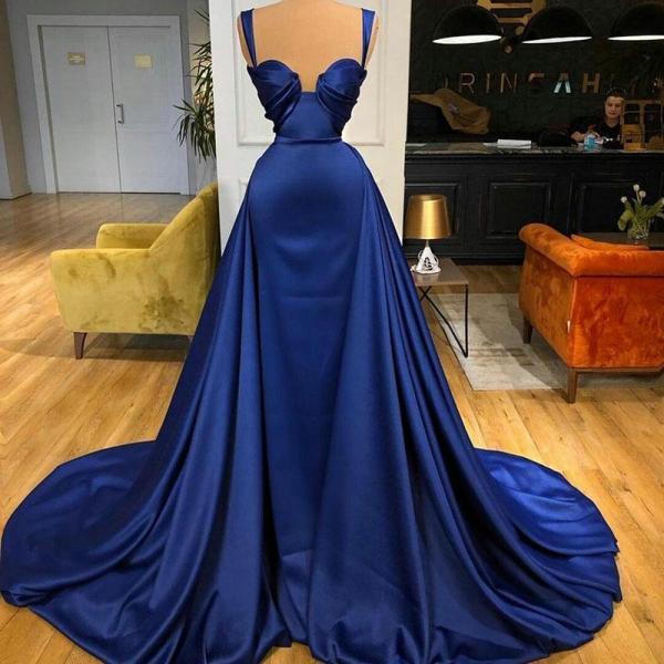 Royal Blue Prom Dresses, Simple Prom Dress, Detachable Skirt Prom