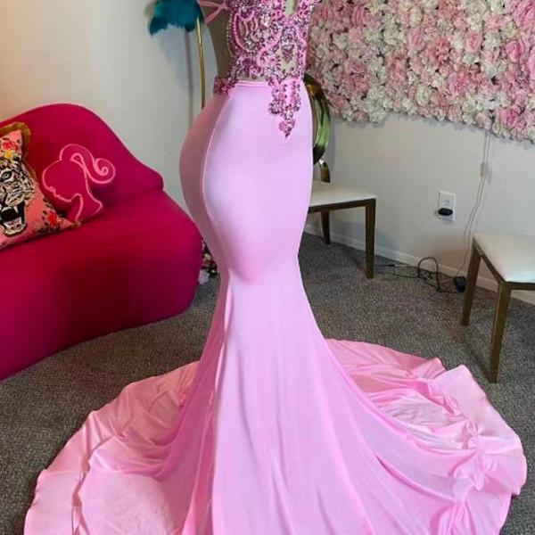 Pink Prom Dresses, Custom Prom Dresses 2024, Fashion Party Dresses, Lace Applique Prom Dresses, Gorgeous Evening Dresses, Sexy Formal Dresses 2024, 2025 Prom Dresses, Evening Gown Gala Dresses