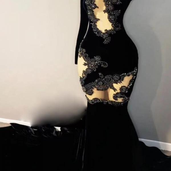 One Shoulder Tulle Black Sexy Evening Dress Prom Dress Y7652 main image 0