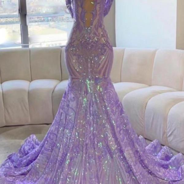 Sparkly Applique Prom Dresses, Vestidos De Gala, Purple Prom Dresses ...