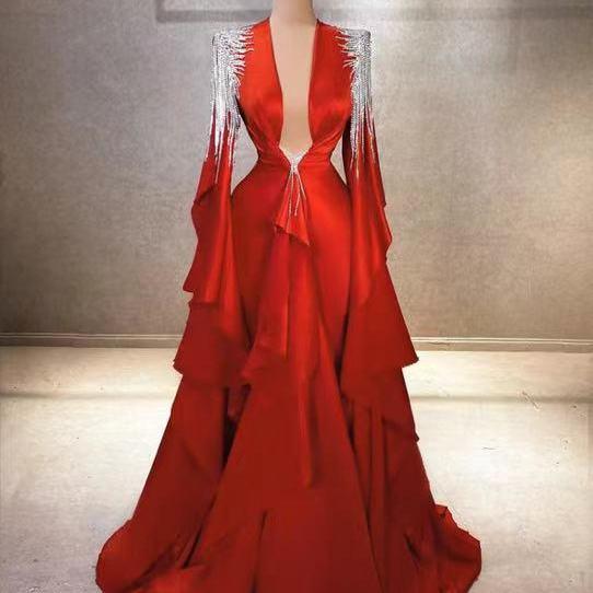 Sexy Orange Sequins Long Prom Dress For Black Girls,New Arrival Prom Dress  Y1437 main image 1