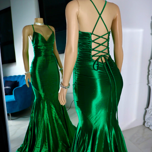 Halter Prom Dresses, Green Prom Dresses, Cheap Formal Dresses, Simple Evening Dresses, Ruffled Fashion Party Dresses, Mermaid Prom Gown, Evening Gown for Women 