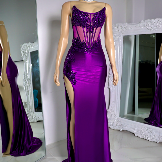 Purple Prom Dresses 2024, Corset Fashion Prom Dresses 2025, Beading Prom Dresses, Elegant Formal Gown, Lace Applique Evening Dresses, New Arrival Formal Dresses, Custom Prom Dresses