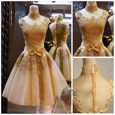 Gold Homecoming Dresses, Lace Cocktail Dresses, Tulle Prom Dresses ...