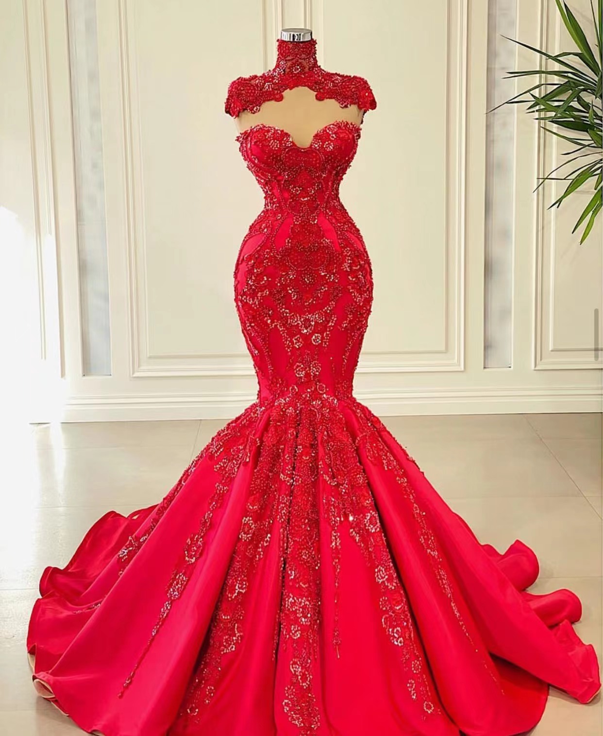 Custom Make Prom Dresses, Red Prom Dresses, Cap Sleeve Prom Dresses ...