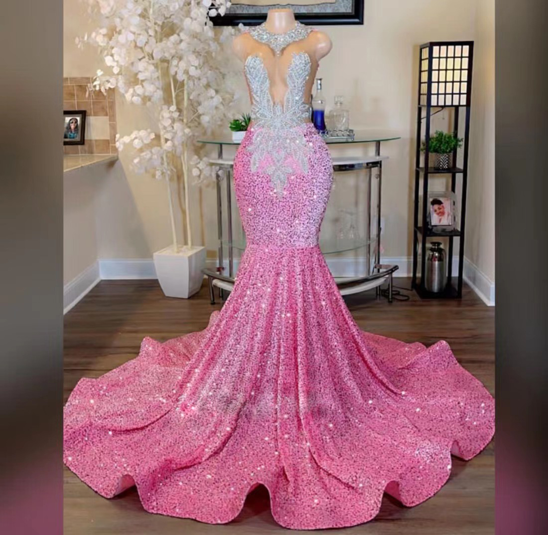 Formal Occasion Dresses, Mermaid Prom Dresses, Pink Prom Dress, Glitter ...