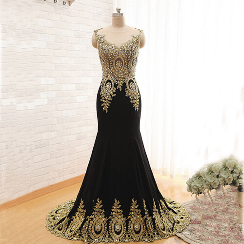 Black Mermaid Long Evening Dress, Elegant Formal Dress, Vintage Prom ...