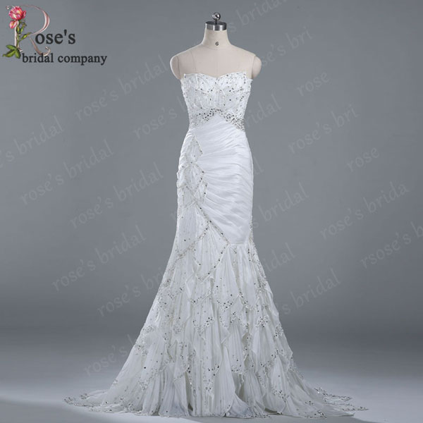 Satin Ivory Vintage Wedding Dress Mermaid Wedding Dresses