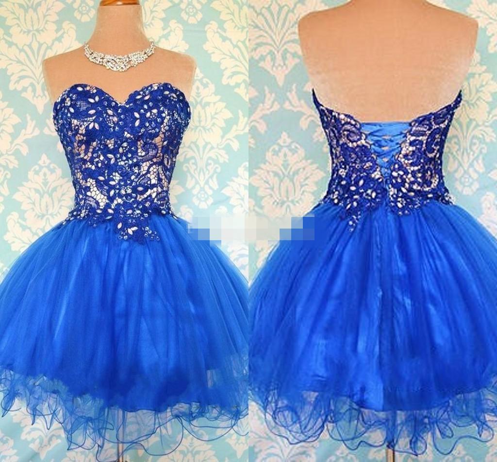 Blue Party Dress, Ball Gown Party Dress, Lace Party Dress, Cocktail ...